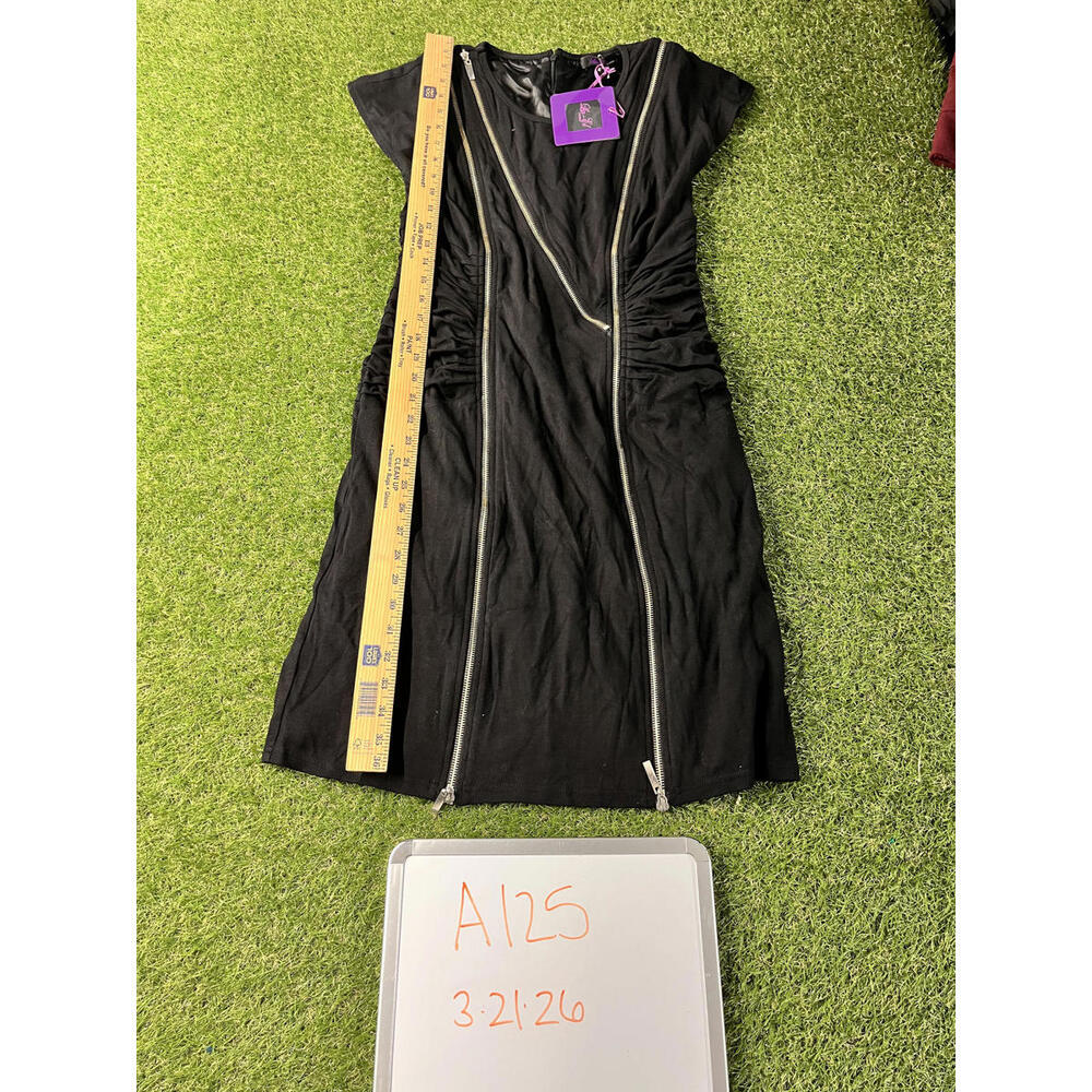 La EL Couture Black Dress with Front Zippers,‎ Size M goth witchy grunge punk